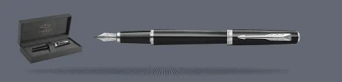Zestaw Pióro wieczne Parker Meridian Glossy Black CT + Premium Box | Stalówka F - 2231396