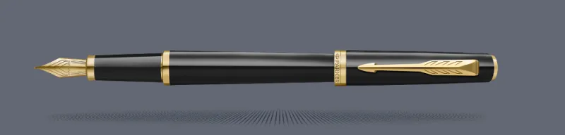 Pióro wieczne Parker Meridian Glossy Black GT | Stalówka F - 2231392