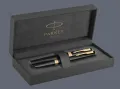 Zestaw Pióro wieczne + Długopis Parker Meridian Glossy Black GT + Premium Box | Stalówka F - 2231392_2231395
