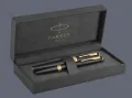 Zestaw Pióro wieczne + Długopis Parker Meridian Mate Black GT + Premium Box | Stalówka F - 2231396_2231399