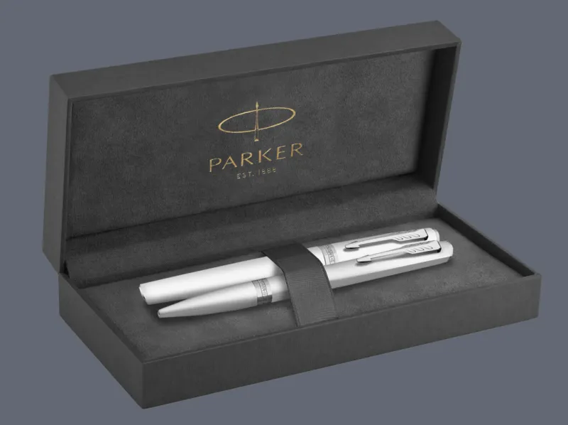 Zestaw Pióro wieczne + Długopis Parker Meridian Chrome CT + Premium Box | Stalówka F - 2231388_2231391