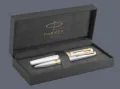Zestaw Pióro wieczne + Długopis Parker Meridian Chrome GT + Premium Box | Stalówka F - 2231384_2231387