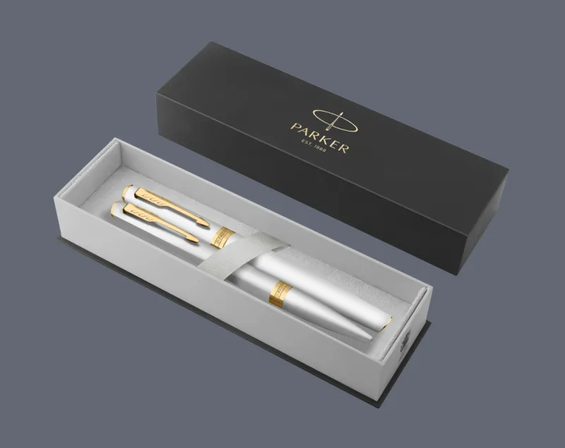 Zestaw Pióro wieczne + Długopis Parker Meridian Chrome GT | Stalówka F - 2231384_2231387