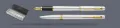 Zestaw Pióro wieczne + Długopis Parker Meridian Chrome GT | Stalówka F - 2231384_2231387