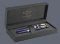Zestaw Pióro wieczne + Długopis Parker Meridian Blue GT + Premium Box | Stalówka F - 2231408_2231411