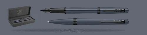 Zestaw Pióro wieczne + Długopis Parker Meridian Blue BT + Premium Box | Stalówka F - 2247778_2247781