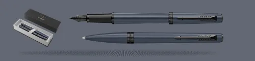 Zestaw Pióro wieczne + Długopis Parker Meridian Blue BT | Stalówka F - 2247778_2247781