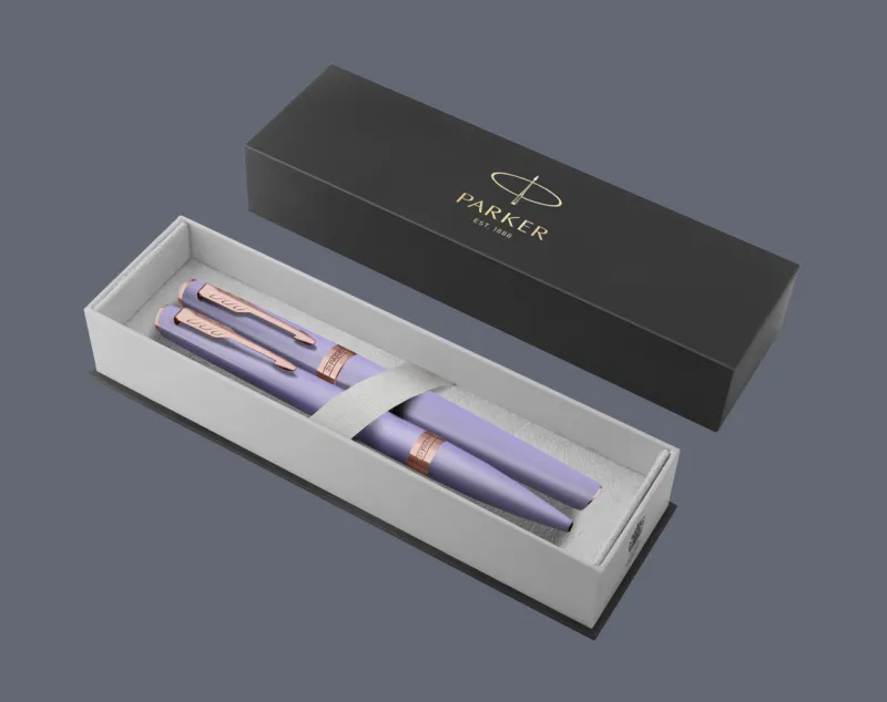 Zestaw Pióro wieczne + Długopis Parker Meridian Lilac PGT | Stalówka F - 2247766_2247769