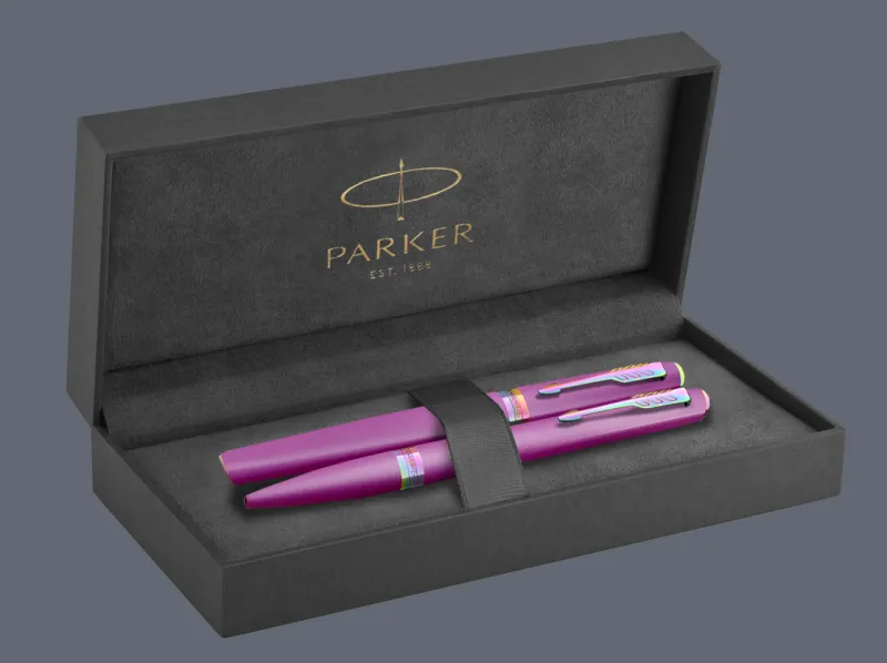 Zestaw Pióro wieczne + Długopis Parker Meridian Grape RBT + Premium Box | Stalówka F - 2247774_2247777