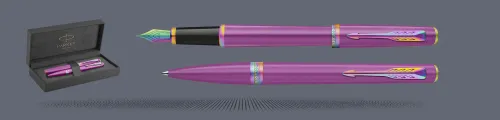 Zestaw Pióro wieczne + Długopis Parker Meridian Grape RBT + Premium Box | Stalówka F - 2247774_2247777