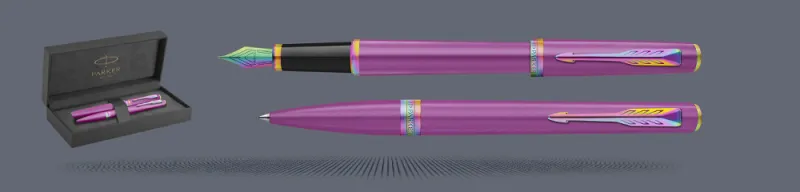 Zestaw Pióro wieczne + Długopis Parker Meridian Grape RBT + Premium Box | Stalówka F - 2247774_2247777
