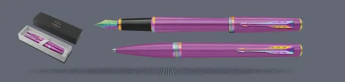 Zestaw Pióro wieczne + Długopis Parker Meridian Grape RBT | Stalówka F - 2247774_2247777