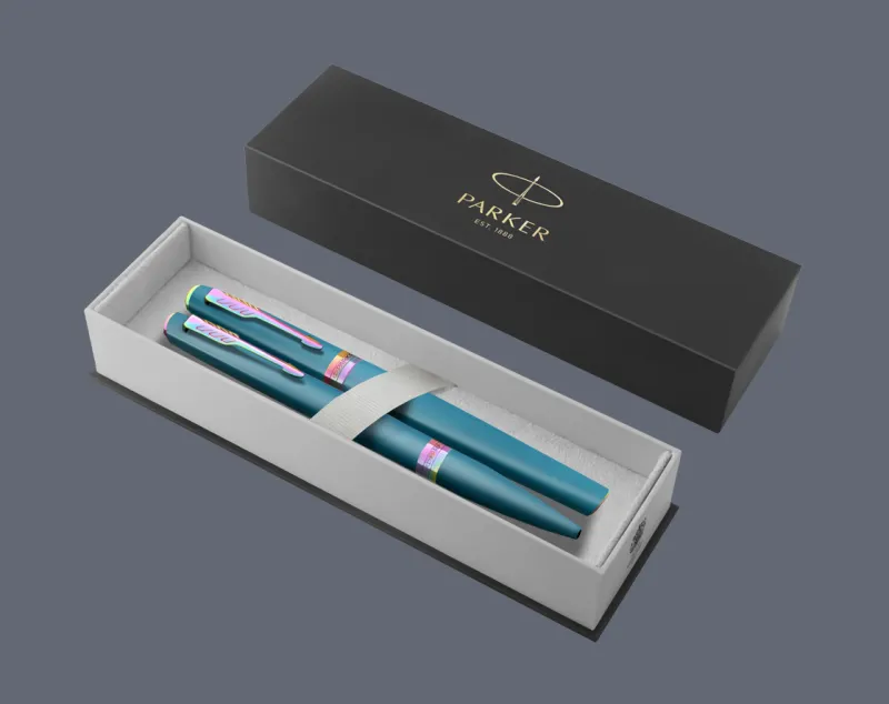 Zestaw Pióro wieczne + Długopis Parker Meridian Teal RBT | Stalówka F - 2247770_2247773