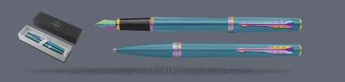 Zestaw Pióro wieczne + Długopis Parker Meridian Teal RBT | Stalówka F - 2247770_2247773