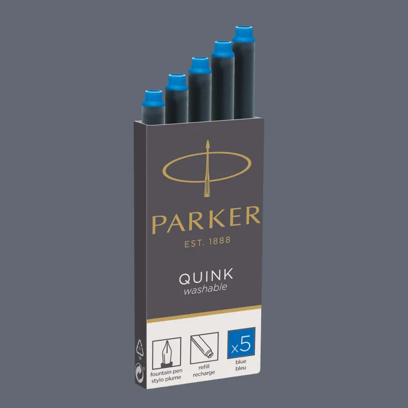 Naboje atramentowe Parker Quink Standard Niebieskie Zmywalne 5 szt. - 1950383