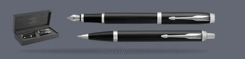 Zestaw Pióro wieczne + Długopis Parker IM Core Czarny CT + Premium Box | Stalówka M - 1931644_1931651