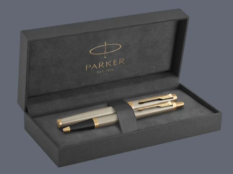 Zestaw Pióro wieczne + Długopis Parker IM Core Brushed Metal GT + Premium Box
