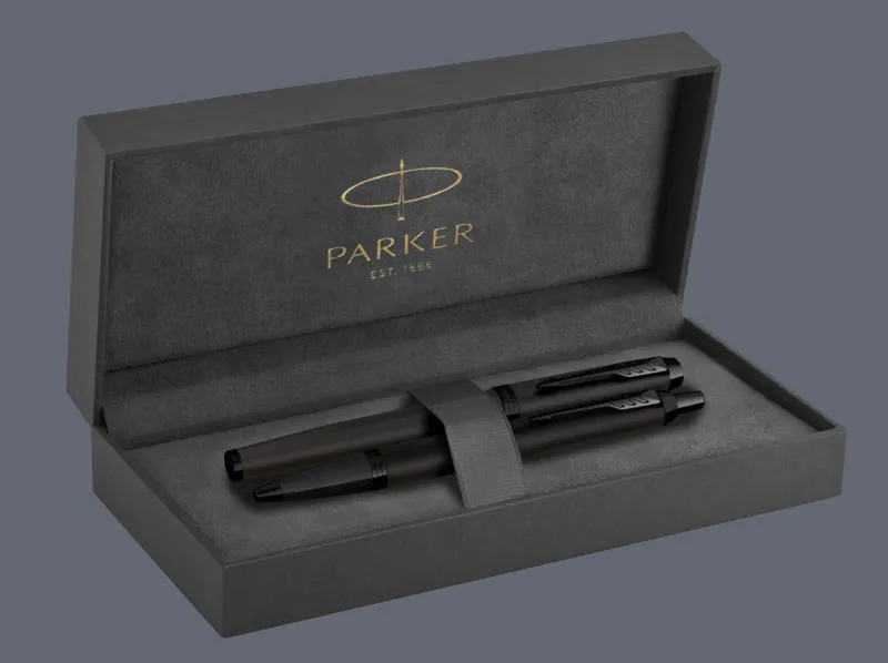Zestaw Pióro wieczne + Długopis Parker IM Achromatic Black + Premium Box