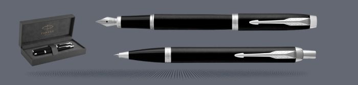 Zestaw Pióro wieczne + Długopis Parker IM Essential Czarny Mat CT + Box Premium