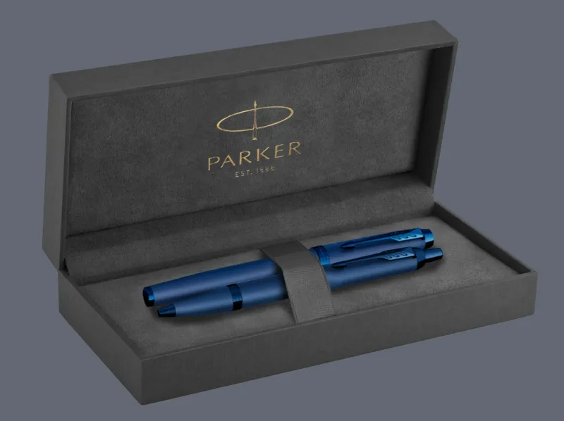 Zestaw Pióro wieczne + Długopis Parker IM Professionals Monochrome Blue + Premium Box | Stalówka F - 2172963_2172966