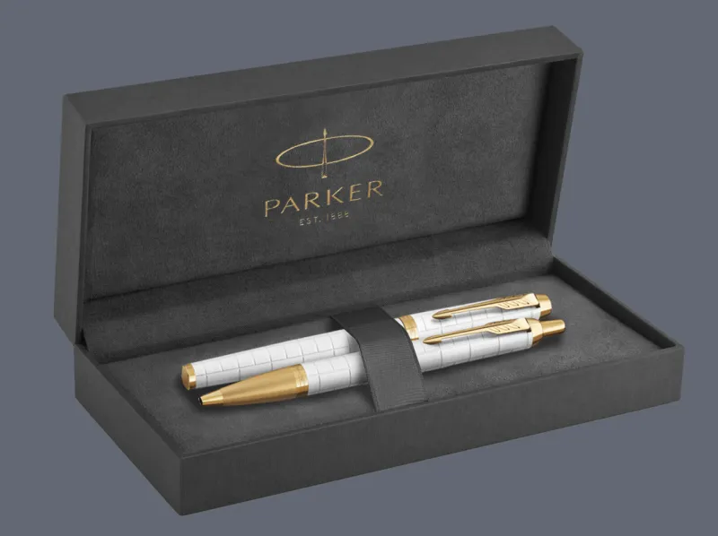 Zestaw Pióro wieczne + Długopis Parker IM Premium Royal Perłowy GT + Premium Box