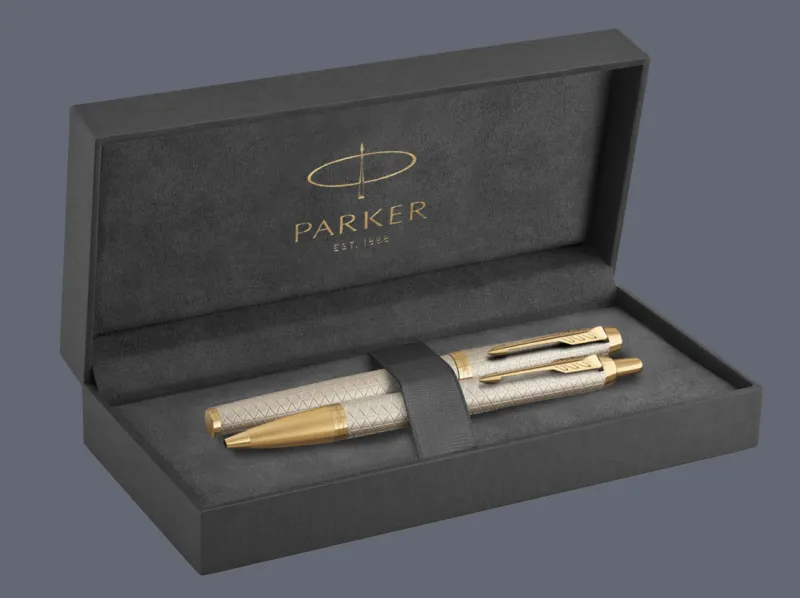 Zestaw Pióro wieczne + Długopis Parker IM Premium Royal Ciepła Szarość GT + Premium Box