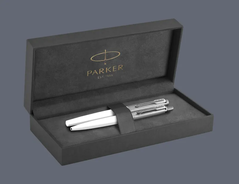 Zestaw Piśmienny Parker Pióro wieczne + Długopis Jotter Originals Biały CT + Box Premium