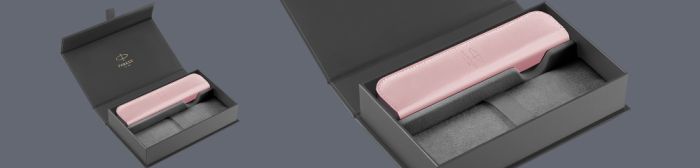 Pudełko Prezentowe Parker + Etui Skóra Eko różowy pastel na suwak - 2195848_2186242
