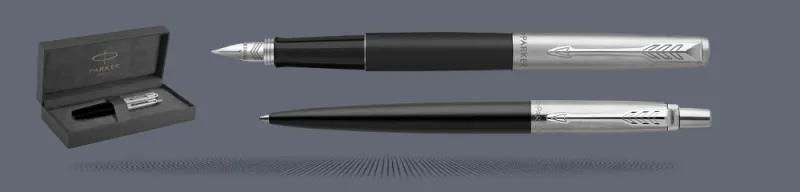 Zestaw Piśmienny Parker Pióro wieczne + Długopis Jotter Core Bond Street Czarny CT + Premium Box