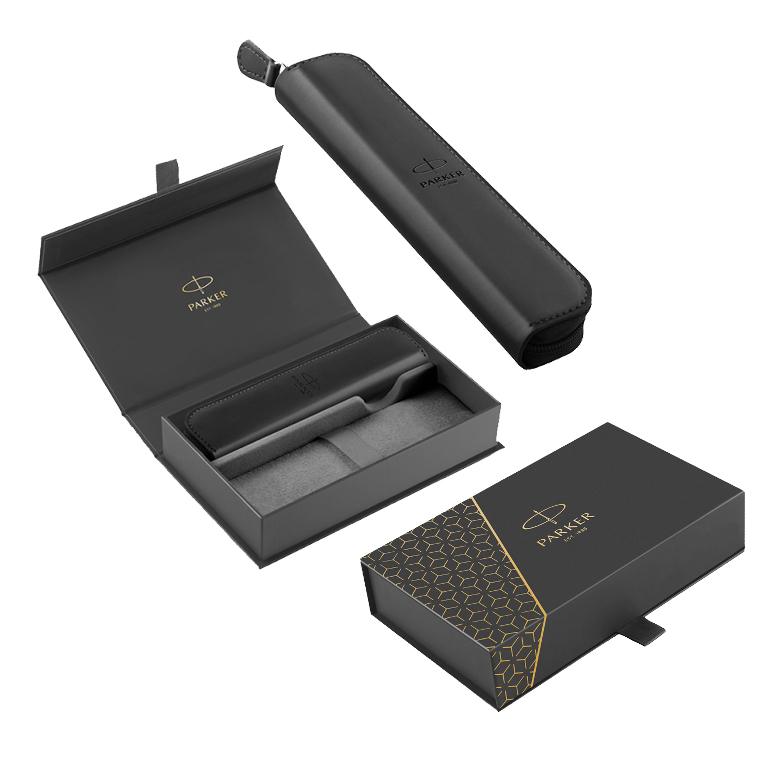 Czarne etui Parker z suwakiem