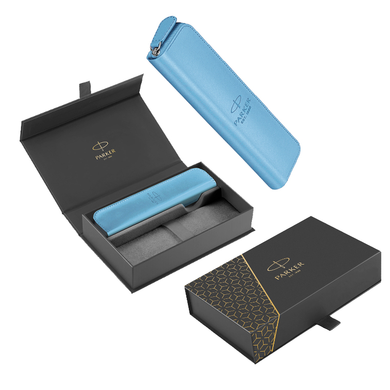Niebieskie etui Parker z suwakiem