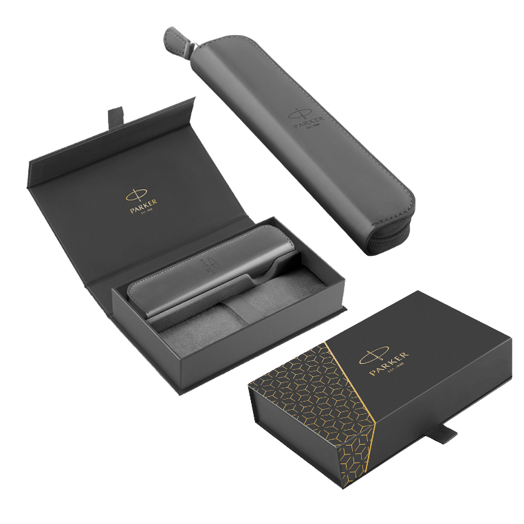 Szare etui Parker z suwakiem