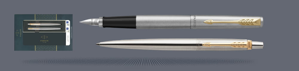 Zestaw Prezentowy Duo Parker Pióro wieczne + Długopis Jotter Core Błyszcząca Stal GT | Stalówka M - 2093257