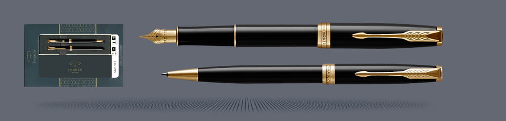 Zestaw Prezentowy Duo Pióro wieczne + Długopis Parker Sonnet Core Czarny Lakier GT | Stalówka M - 2093371