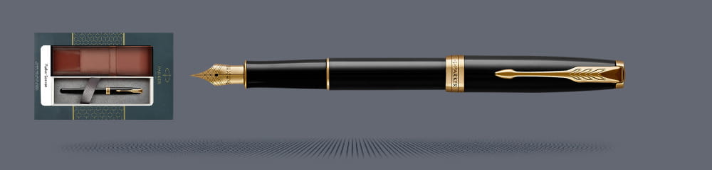 Zestaw Pióro wieczne Parker Sonnet Core Czarny Lakier GT + Etui Kolor | Stalówka F - 1931494