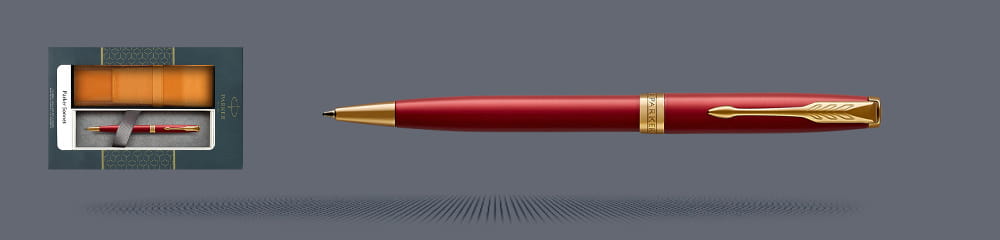 Zestaw Długopis Parker Sonnet Core Czerwony Satynowy Lakier GT + Etui Kolor - 1931476