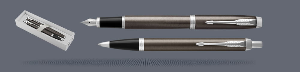 Zestaw Pióro wieczne + Długopis Parker IM Core Dark Espresso CT | Stalówka F - 1931650_1931671