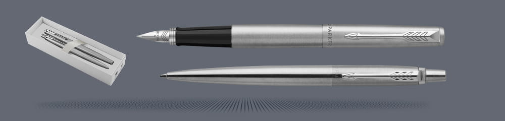 Zestaw Piśmienny Parker Pióro wieczne + Długopis Jotter Core Błyszcząca Stal CT | Stalówka M - 2030946_1953170