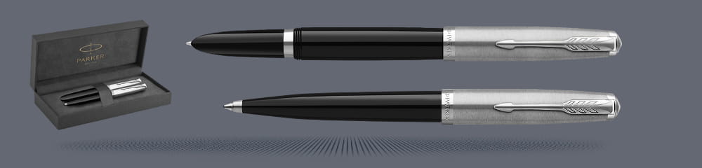 Zestaw Pióro wieczne + Długopis Parker 51 Czarny CT | Stalówka F - 2123491_2123493