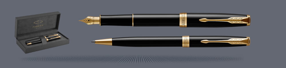 Zestaw Pióro wieczne + Długopis Parker Sonnet Core Czarny Lakier GT | Stalówka M - 1931495_1931497