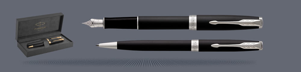 Zestaw Pióro wieczne + Długopis Parker Sonnet Core Czarny Mat CT | Stalówka F - 1931521_1931524