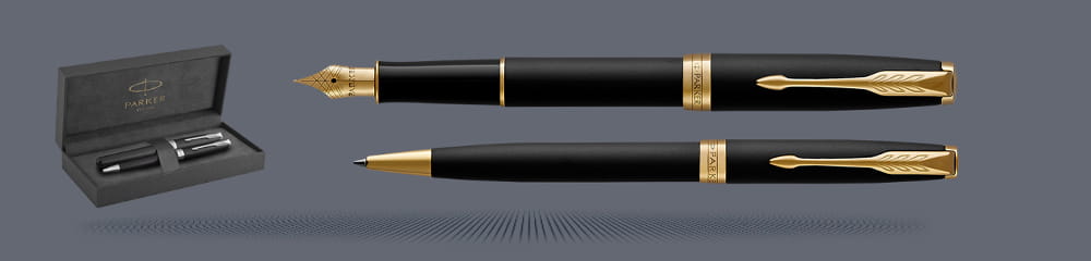 Zestaw Pióro wieczne + Długopis Parker Sonnet Core Czarny Mat GT | Stalówka F - 1931516_1931519
