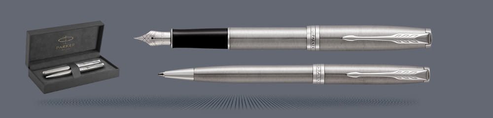 Zestaw Pióro wieczne + Długopis Parker Sonnet Core Satynowa Stal CT | Stalówka F - 1931509_1931512