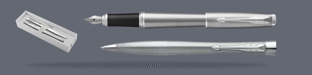 Zestaw Parker Pióro wieczne + Długopis Urban Core Stalowy CT | Stalówka M - 1931605_2143641