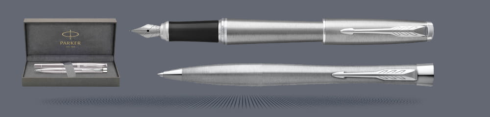 Zestaw Parker Pióro wieczne + Długopis Urban Core Stalowy CT + Premium Box | Stalówka M - 1931605_2143641