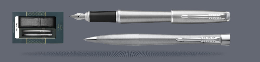 Zestaw Pióro wieczne + Długopis Urban Core Stalowy CT + Etui Kolor | Stalówka M - 1931605_2143641