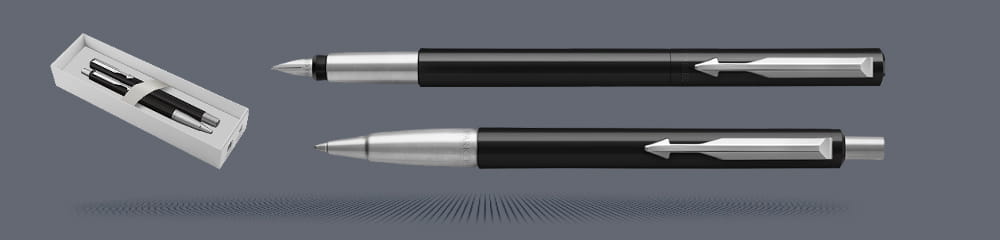 Zestaw Piśmienny Pióro wieczne + Długopis Parker Vector Standard Głęboka Czerń 2017 | Stalówka M
