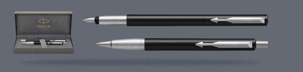Zestaw Piśmienny Pióro wieczne + Długopis Parker Vector Standard Głęboka Czerń 2017 + Premium Box | Stalówka M