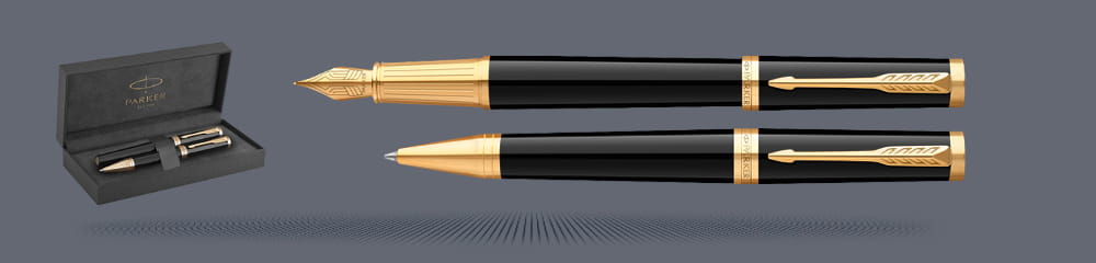 Zestaw Pióro wieczne + Długopis Parker Ingenuity Czarny  GT | Stalówka F