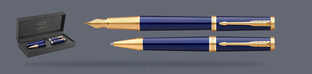 Zestaw Pióro wieczne + Długopis Parker Ingenuity Niebieski GT | Stalówka F